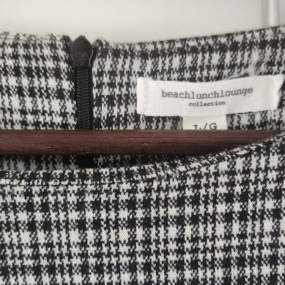 Beach Lunch Lounge Glen Plaid Shift Dress Gray Size Large Bell Sleeves - Picture 8 of 8